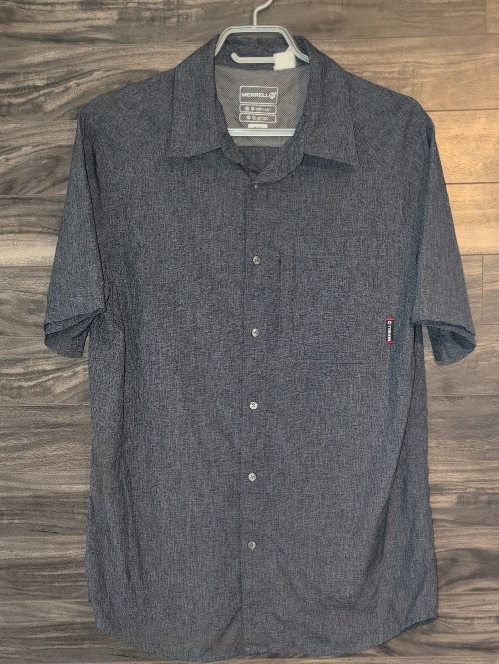 Merrell Men’s Opti-Wick UPF 30+ Short Sleeve Hiking Shirt Gray Medium